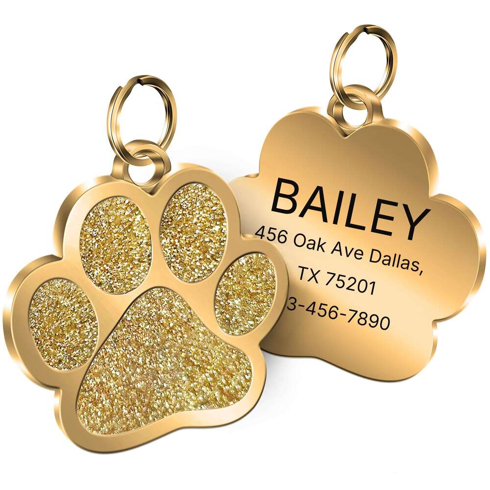 Personalized Engraved Name Tags Cats Dogs ID, Name, Phone Number, Address, Label. Prevent Loss With Custom Paw-shaped Dog Clear, Durable, And Non-fadi
