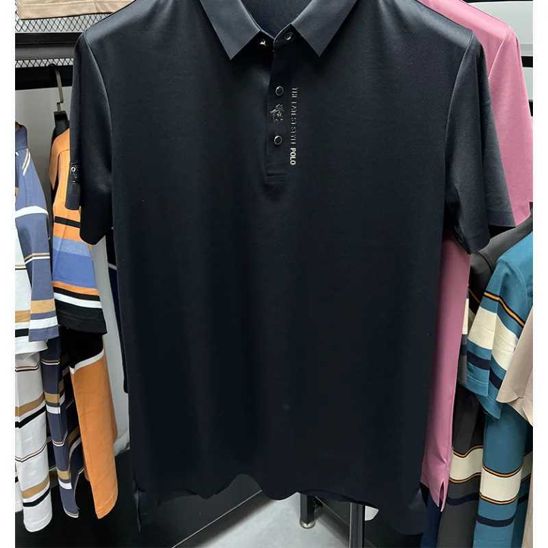 High-end Brand New Summer Solid Color High Quality Short Sleeve Polo Mens Fashion Business Casual Traceless Casual PrintingXJ241225