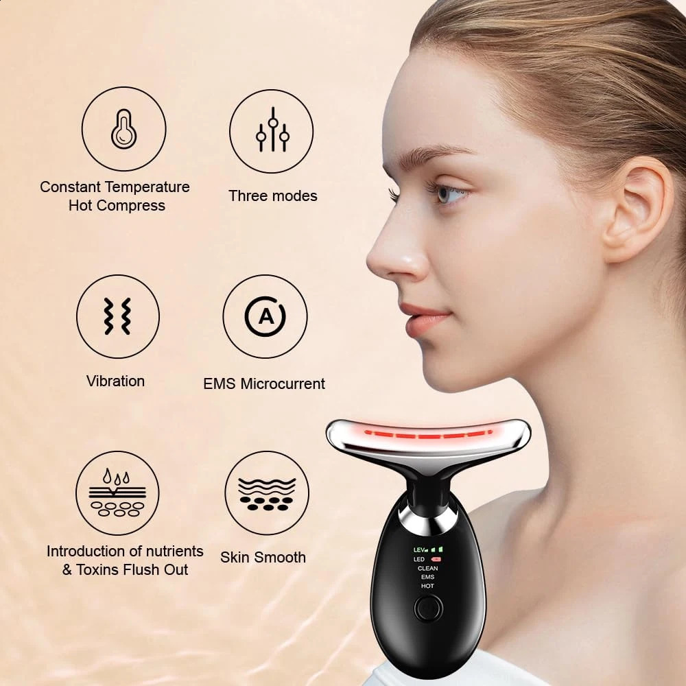 Neck Face Massager Skin Care Massage Device with 3 Color Modes for Skin Rejuvenation Face Sculpting Tool for Double Chin 241226