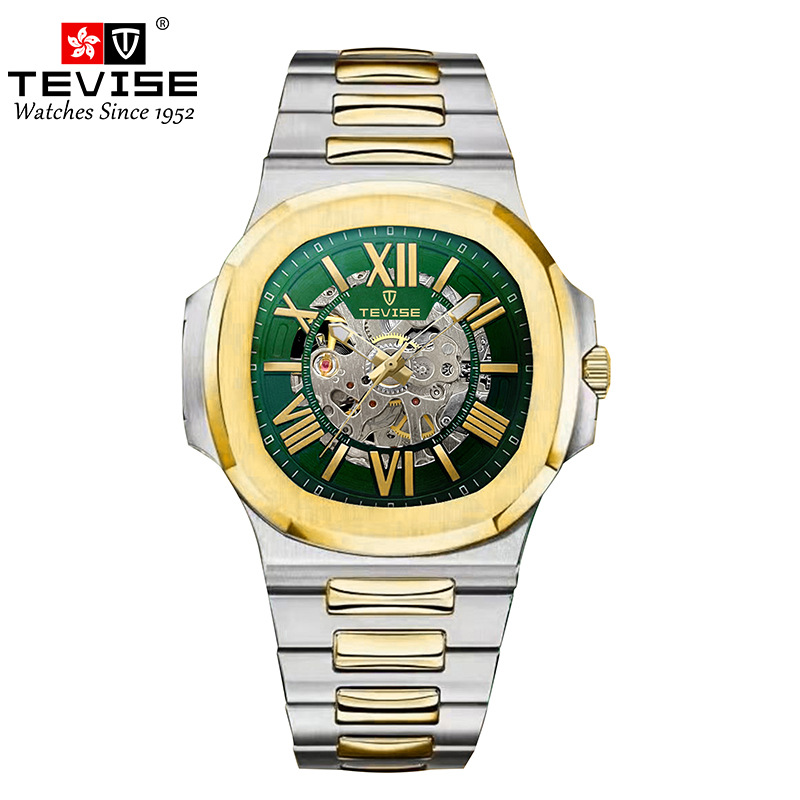 TEVISE Classic Automatic Mechanical Watch for Men, Nautilus Hollow Men's Business Watch, Waterproof and Luminous t005