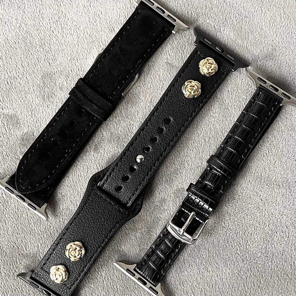 Black Nylon Magnetic Silicon Leather Strap For Watch Band S10 9 8 7 6 SE 5 38/40/41/42/44/45/46/49mm Bracelet 241220