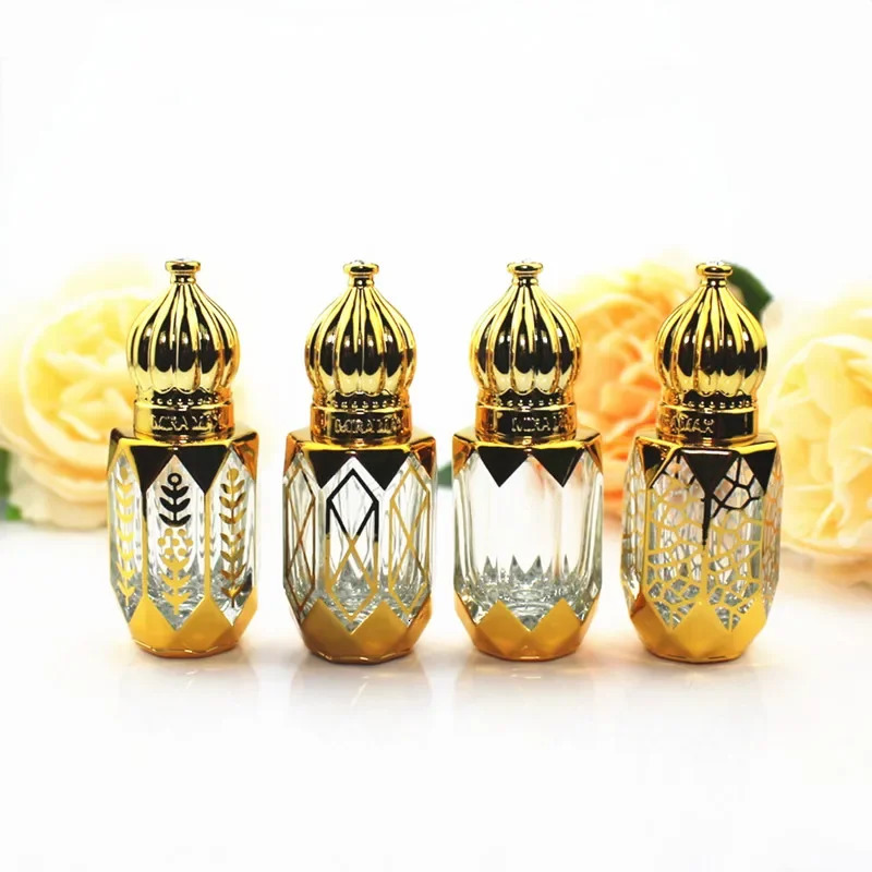 20pcs/lot 6ml Gold Glass Perfume Bottle Roll On Bottles Thick Glass Essential Oil Vials with Roller Ball Refillable 241225