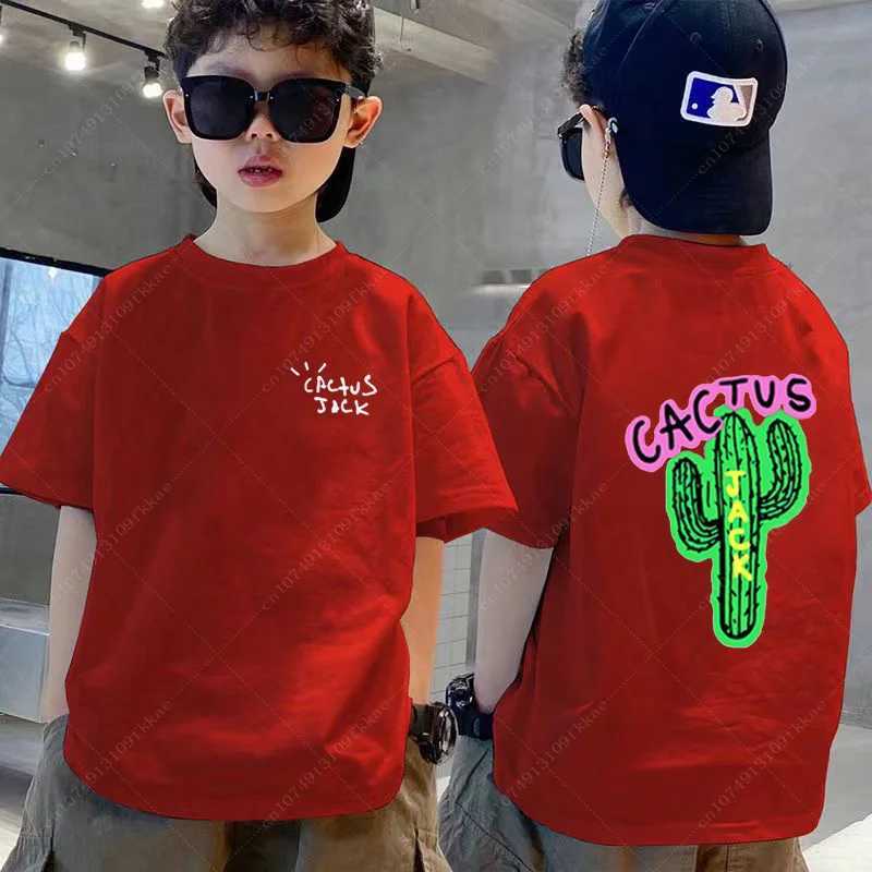 T-shirts 2024 Rapper Cactus Jack Graphic Cotton T Shirt Kid Boy Girls Hip Hop Tee Fashion Short Sleeve Shirt Summer Oversized Cotton Tops Y241226BX18
