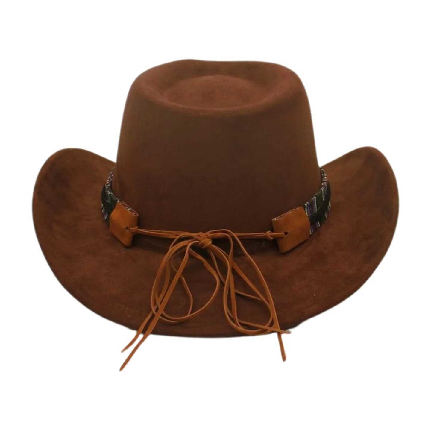 Niu Tou Ya Gao Suede Felt Hat Western Cowboy Hat Womens Curly Wide Brim Jazz Mens Womens Dance Performance Fedora C W241225