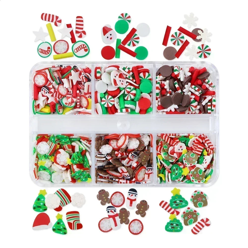 Christmas Nail Charms Sprinkle Polymer Clay Slices Slimes Flake DIY Snowflakes Xmas Nail Accessories Holiday Manicure 241226