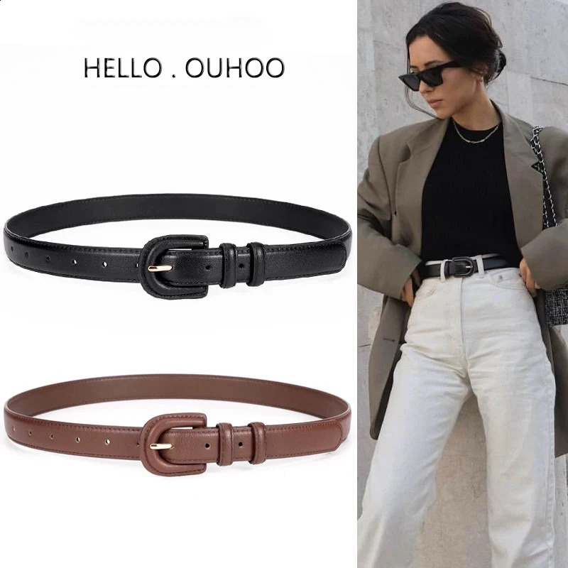 Trendy Womens Leather Belt Versatile Decorative Coat With Dress Sweater Skinny Belts Womens Vintage Buckle Waistband for Jeans 241226