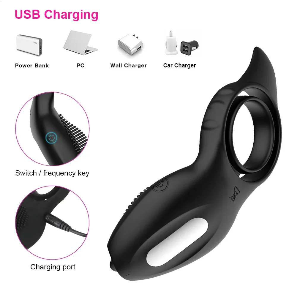 Strap On Penis Brush Vibrator For Couple Men Cock Rings Stretcher Lock Women Clitoris Licks Stimulator Anal Plug Sex Toys Adult 241226