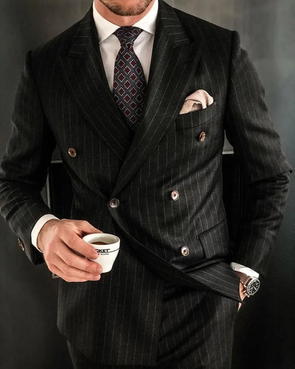 2023 Latest Coat Pant ns Black Stripe Men Suits Double Breasted Blazer Slim Fit 2Piece Tuxedos Groom Wear Terno Masculino 241223