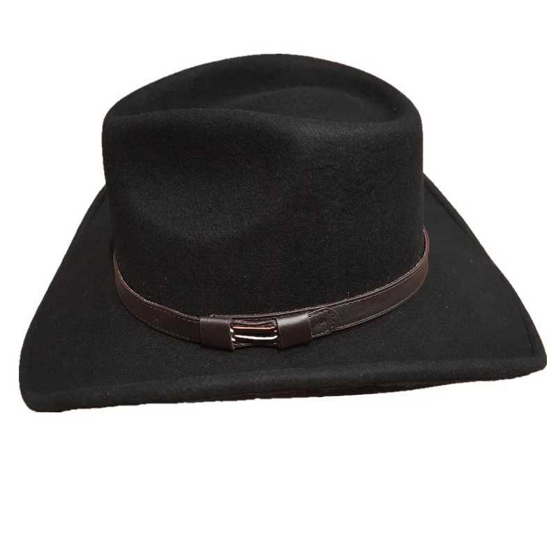 Cowboy hat black wool womens western felt hat packaged in a sturdy cardboard box W241225
