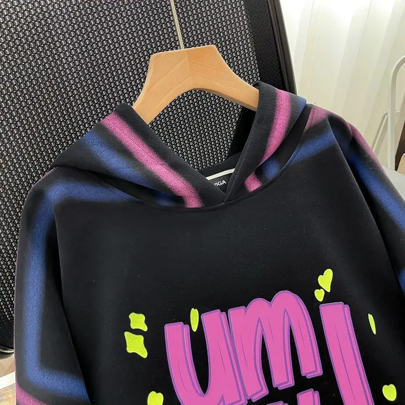 Oversized Top Women Hoodie Autumn Letter Print Korean Fashion Clothes Streetwear Long Sleeve Pullover 241223