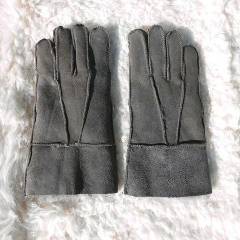 Winter Genuine Sheepskin Gloves Men Tactical Gloves Woolen Warm Thick Handmade Work Gloves 241226