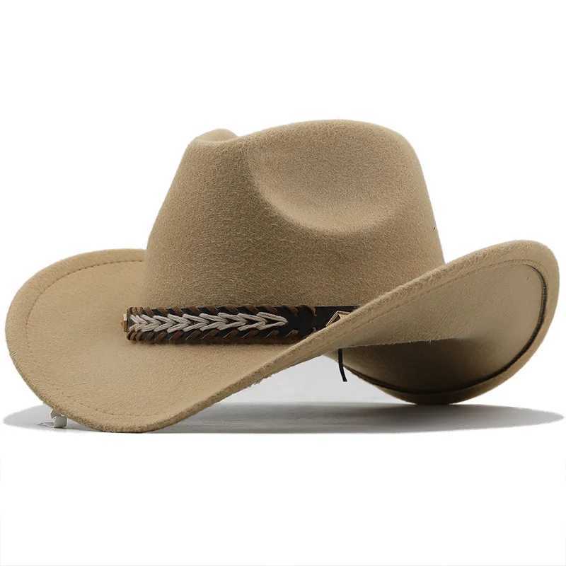 Belt style Western cowboy hat womens retro wide Brim Felt C hot pink cowboy hat outdoor unisex parent-child sun hat W241225