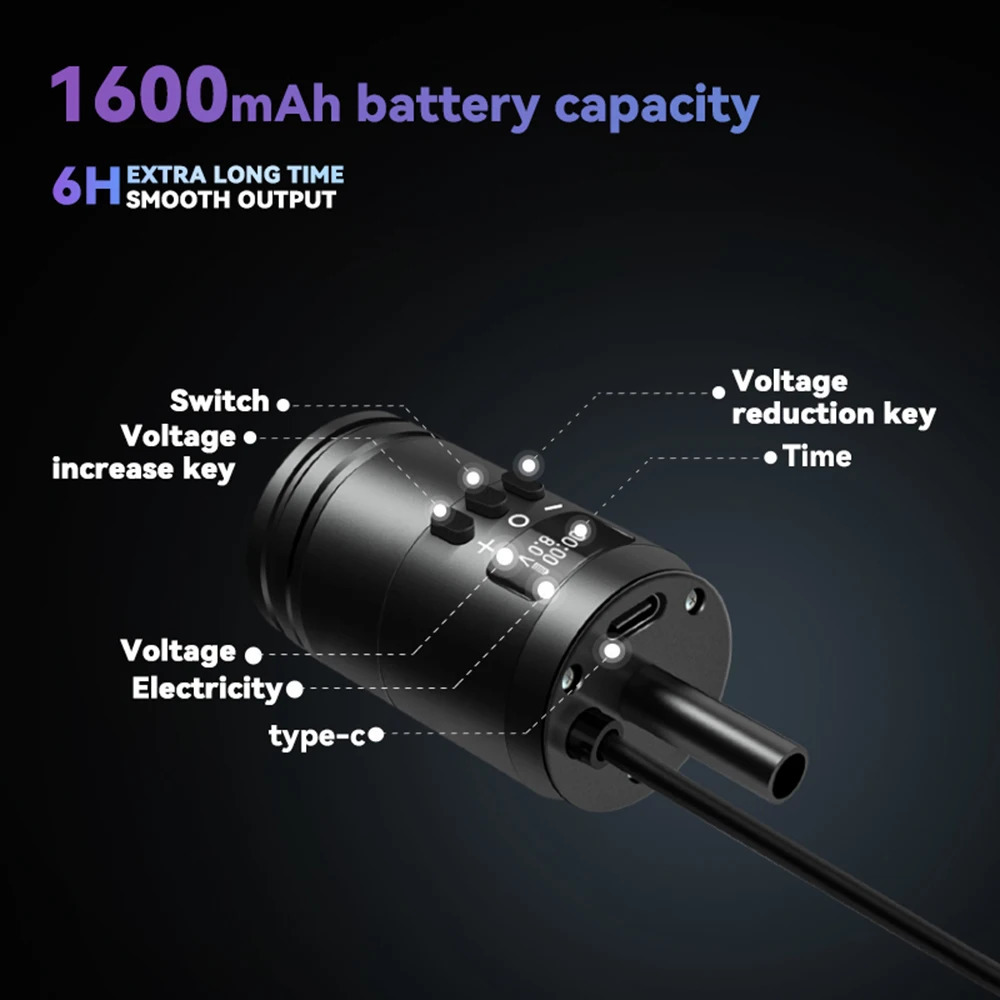 Professional Wireless Tattoo Battery Grip Power 1600mAh RCA Interface Portable 34mm Size For Rotary Cartridge Tattoo Machines 241223