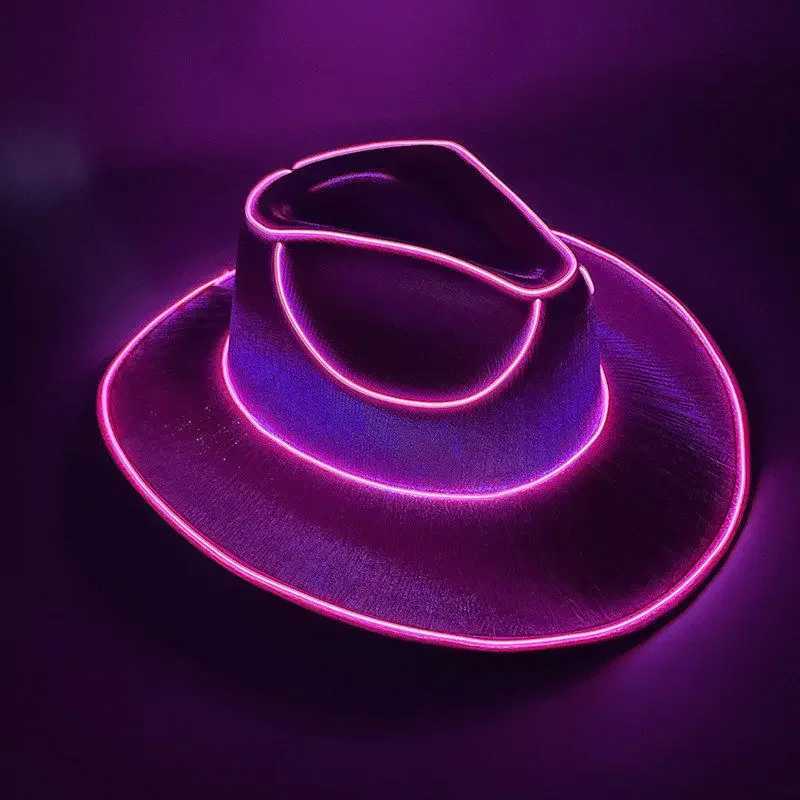 Luminous Bar C-Line Disco Luminous LED Shining Neon Light Western Cowboy Hat Single Party Supplies Bridal Cowboy Hat W241225
