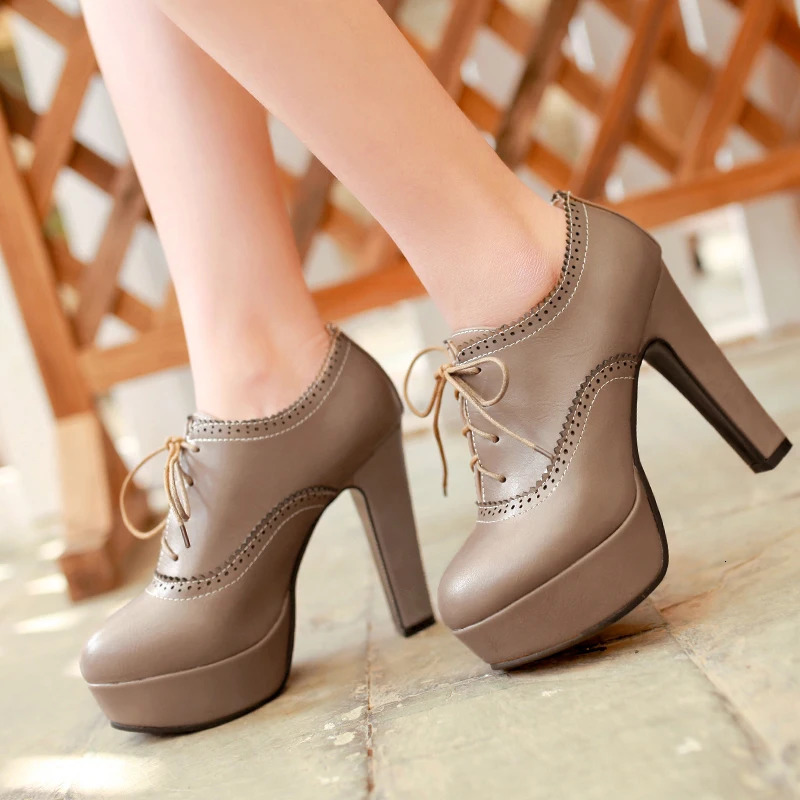 QPLYXCO big small size 31-47 women stiletto high heel shoes sexy lady platform spring fashion lace up pumps shoes 88-8 241225