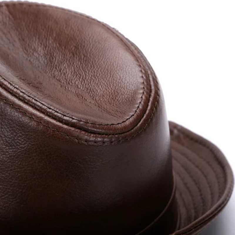 2024 Autumn Mens Genuine Cowboy Leather Hat Mens Fashion Cs Winter Warm New Cowboy% Genuine Cowboy Leather Hat W241225