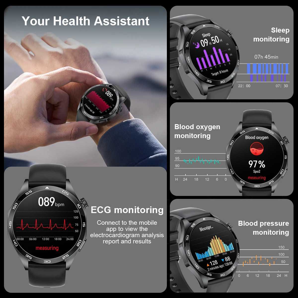 LIGE Mens ECG Heart Rate Monitor Medical Grade Mens Watch wireless connections Call Bracelet Android Smart Watch X241226