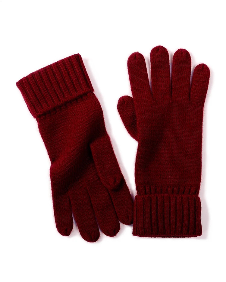 Fimtairah Inner Mongolia 100% pure cashmere gloves womens pure color thick warm five-finger knitted long gloves 241226