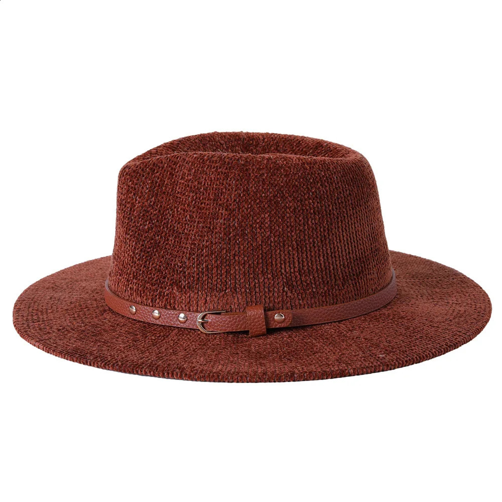 Knitted Fedora Hat Pure Color Chenille Material Jazz Hat Fedora Hat Felt Hat Natural Color Jazz Winter Hat 241226