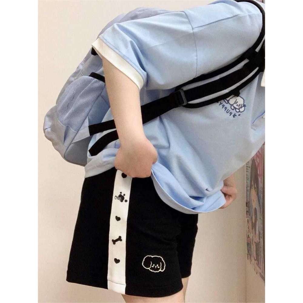 HOUZHOU Japanese 2000s Style Y2k Shorts Baggy Kawaii Haruku Sweatpants Cute Sweet Sports Pants Oversize Korean Fashion Summer