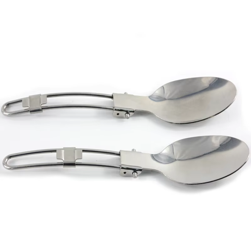 stainless steel camping fork spoon knife folding portable camping tableware set
