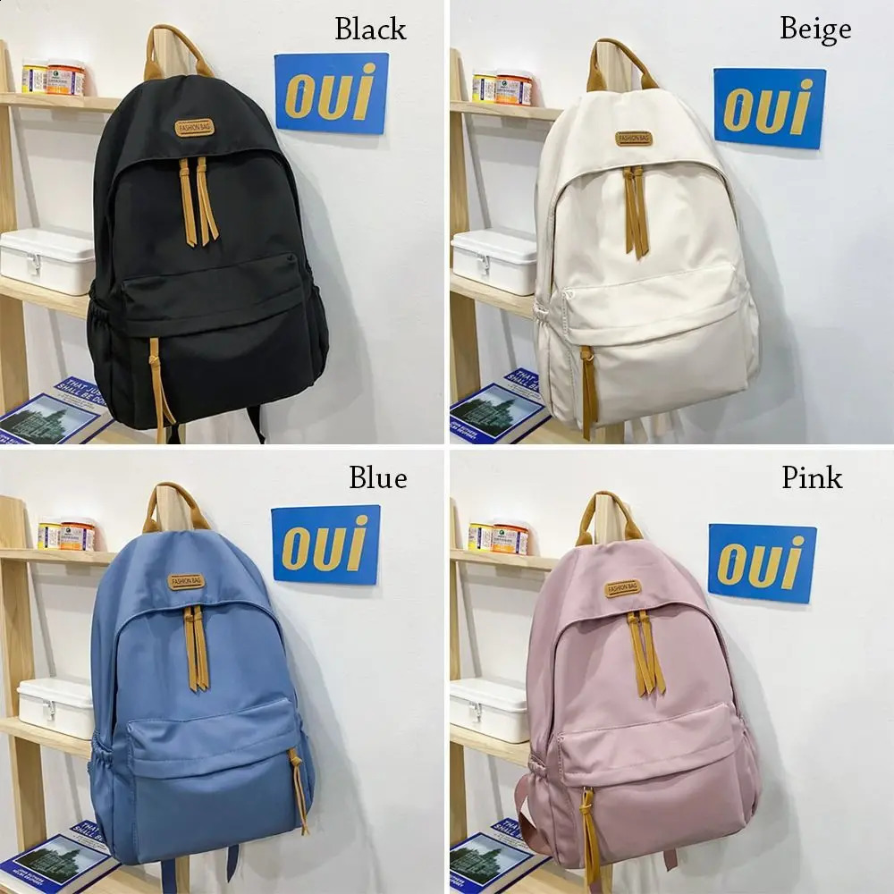Solid Color Backpack Student School Bag Japan and South Korea Teenage Girls Simple Large-capacity Backpack Rucksack Bags 241226