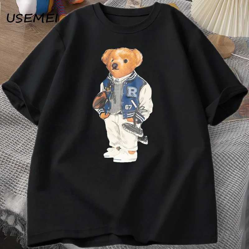 Women's T-Shirt Casual cotton classic bear pattern T-shirt mens womens short sleeved funny graphic Ts clothing oversized Strt top H241226