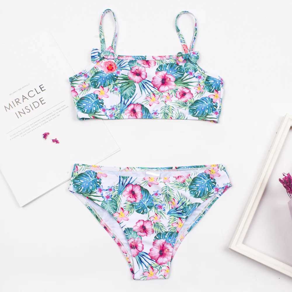 2-8 year childrens swimming suit childrens printed bow decoration bikini set summer childrens swimming suitW241225
