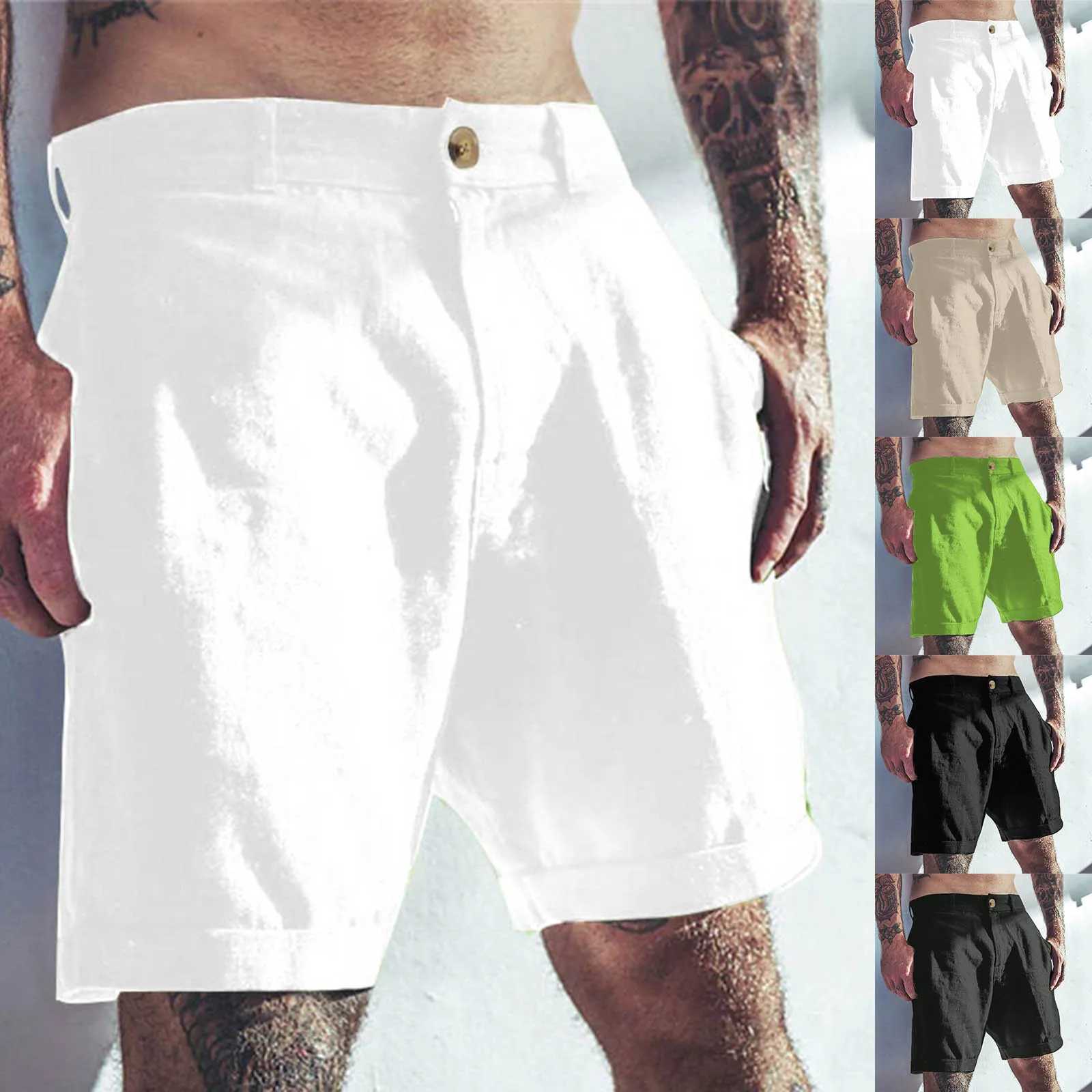 Mens Short Length Mens Linen Short Style Classic Ultra Thin Casual Elastic Waist Summer Beach Short Style Bermuda Para Hombre W241226