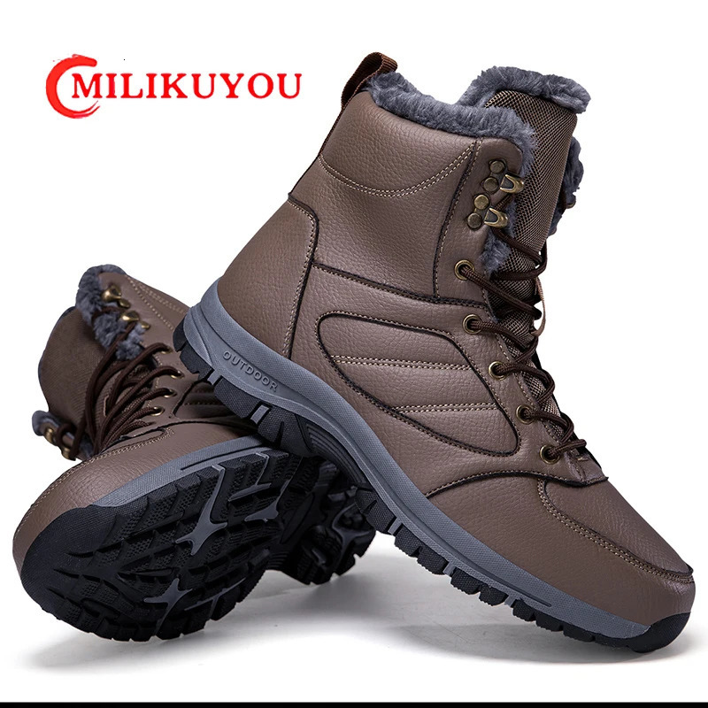 Winter Boots Mens Outdoor Waterproof Warm Boot High Quality Cotton Shoes Men Plush Ankle Nonslip Snow Sneakers 241225