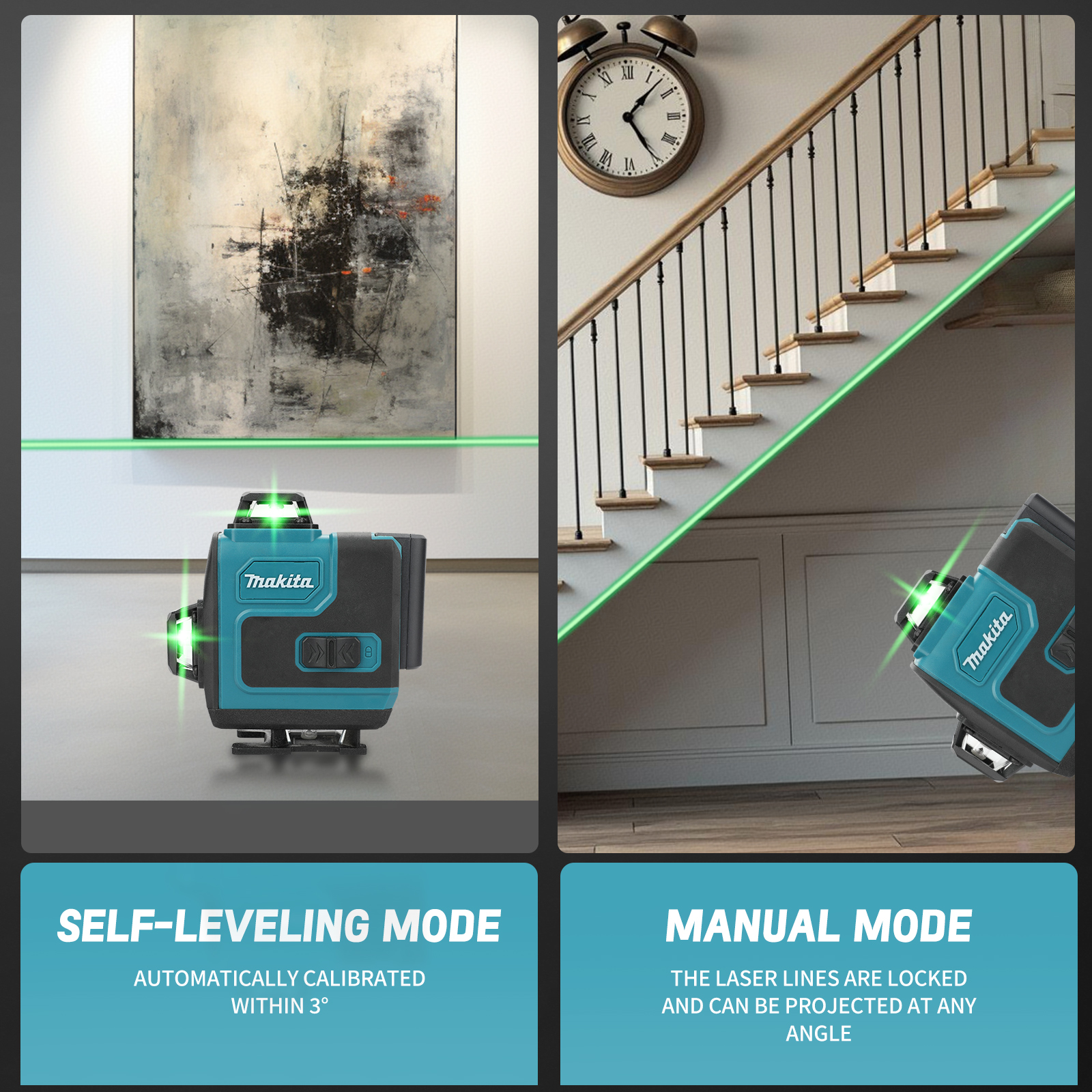 Durable Makita 16-Line 360 Degree Adjustable Laser Level with Horizontal and Vertical Alignment