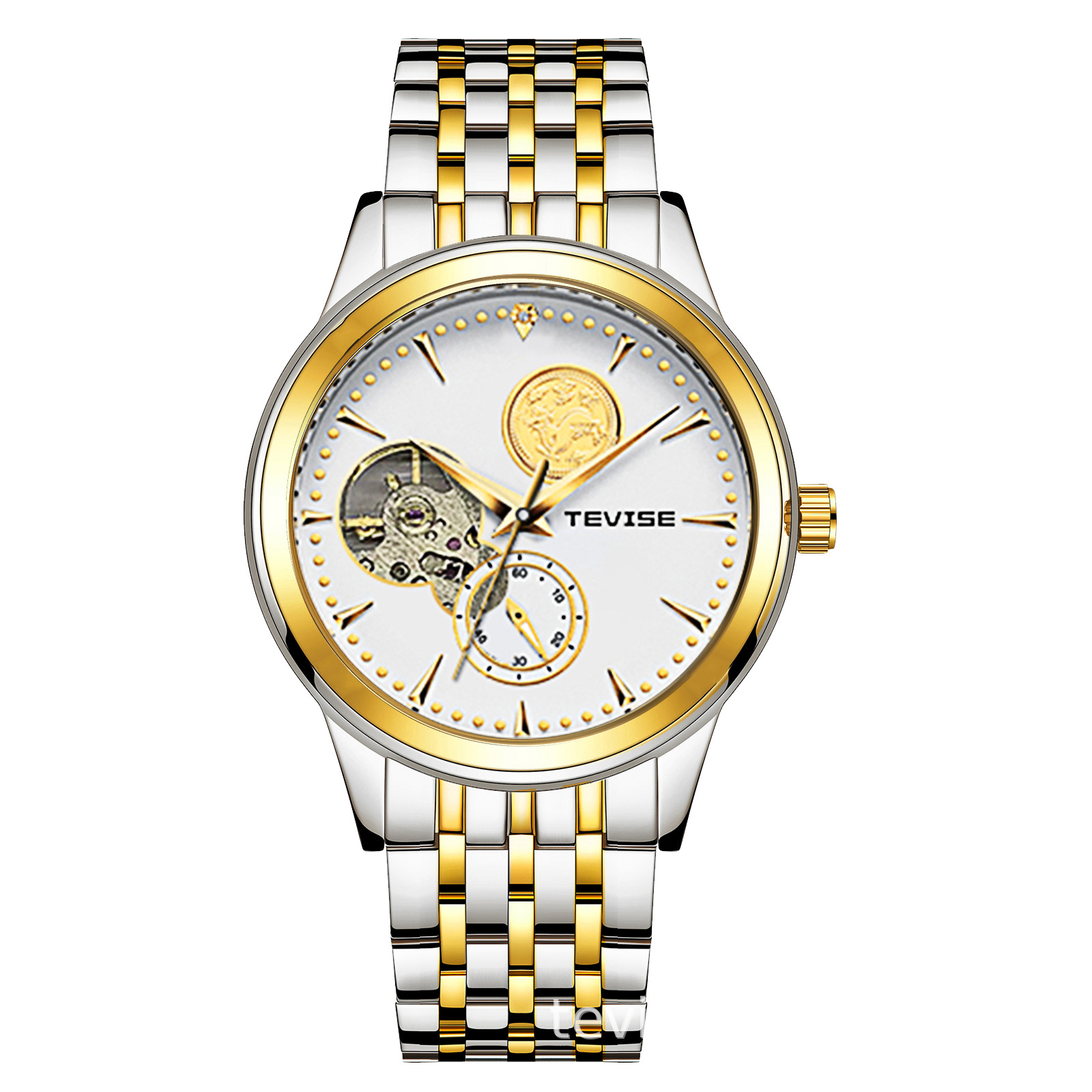 Swiss TEVISE Mechanical Mens Watch Kylin Automatic Waterproof, with Solid Steel Strap Luxury Watch Mens T007 9006