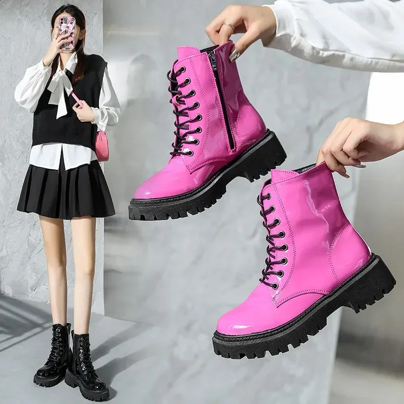Women Colorful Fashion Ankle Boots Gothic Platform Punk Winter Black High Heels Sexy Ladies Shoes Combat Boots for Women 241226