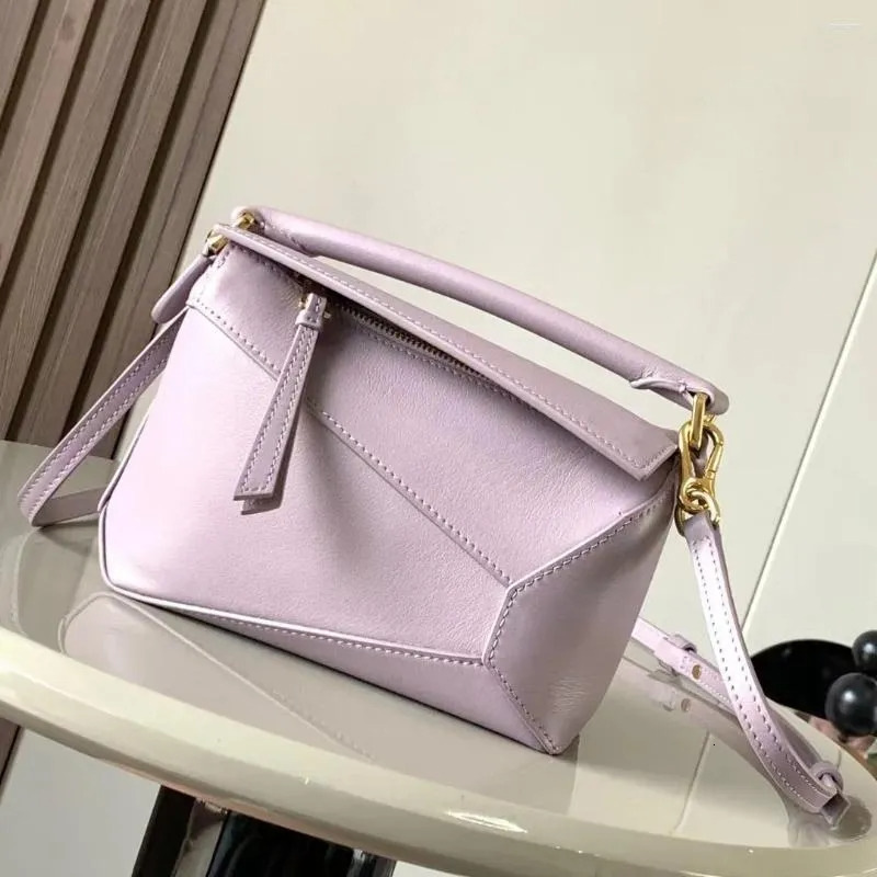 New Free Shipping High-quality Designer Bag, Genuine Leather Handbag, One Shoulder Women's Bag, Puzzle Handbag, Handbag, Horizontal Geometric Squ