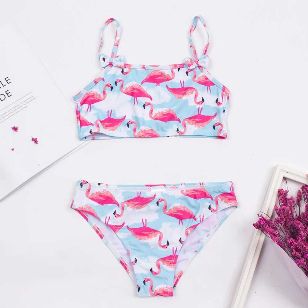 2-8 year childrens swimming suit childrens printed bow decoration bikini set summer childrens swimming suitW241225