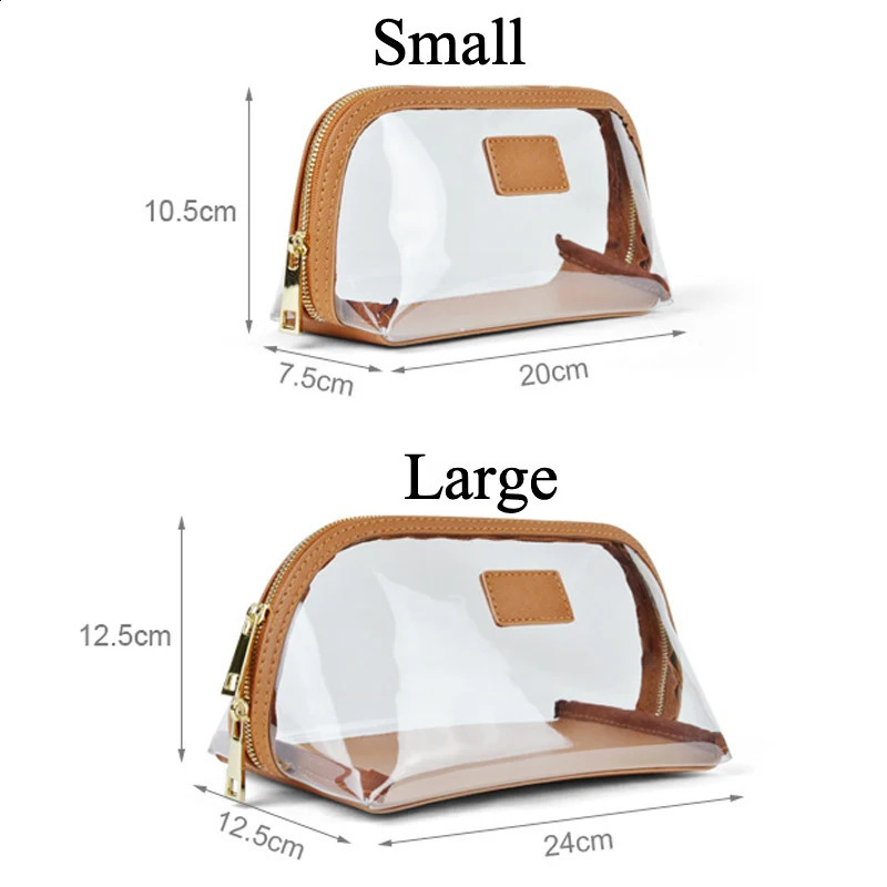 Saffiano Portable Travel Clear PVC Cosmetic Bag Transparent Waterproof TPU Wash Bag Makeup Storage Bag Fashion Summer Beach Gift 241226