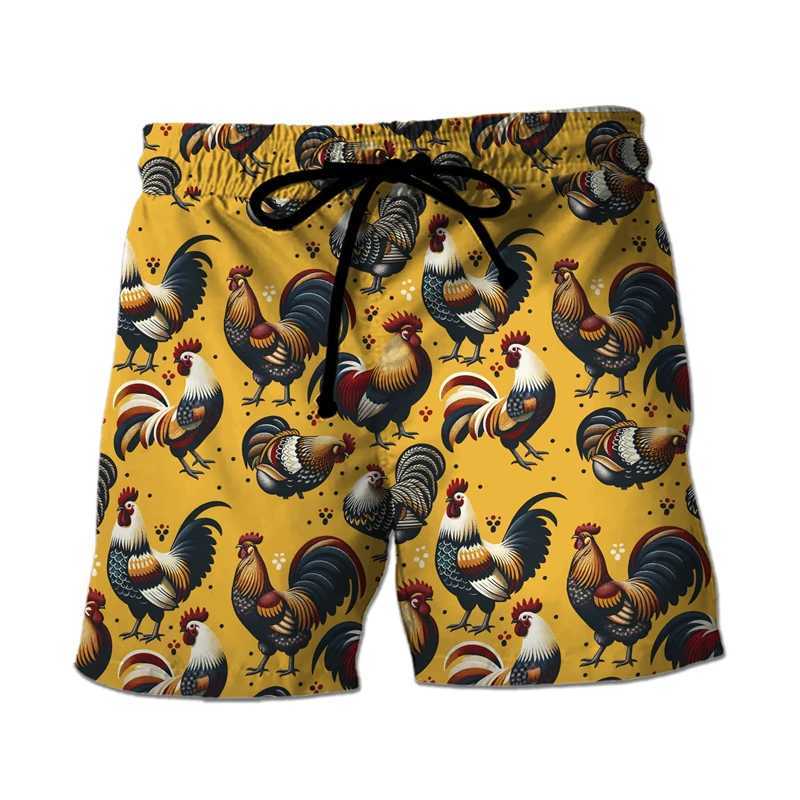 Funny Chicken Graphic Bermuda Hawaiian Boardshorts Rooster Board Shorts Male Trousers Boy Trunks Kids Beach Shorts Short Pants W241226