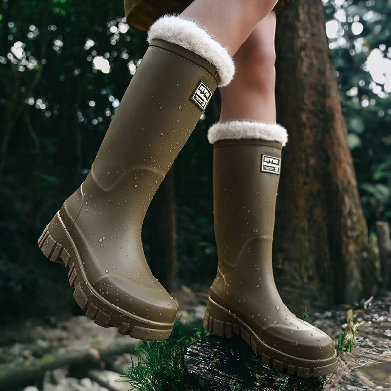 style rain boots ladies fashion outer wear rubber shoes non-slip waterproof rain boots short tube four water shoes 241226