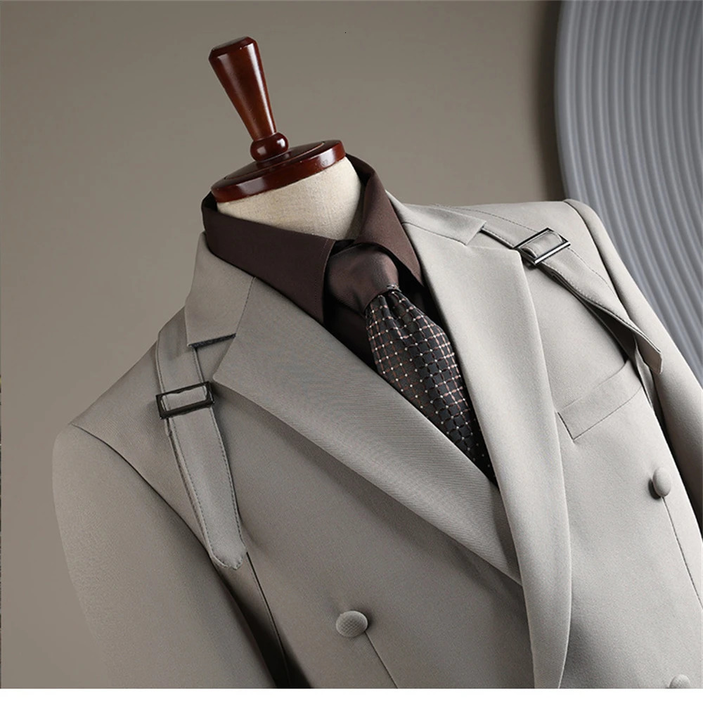 2025 Autumn est Suit Set Blazer Pants Two Pieces Outfit Double Breasted High Quality Tuxedo Formal Dresswear for Men 241220