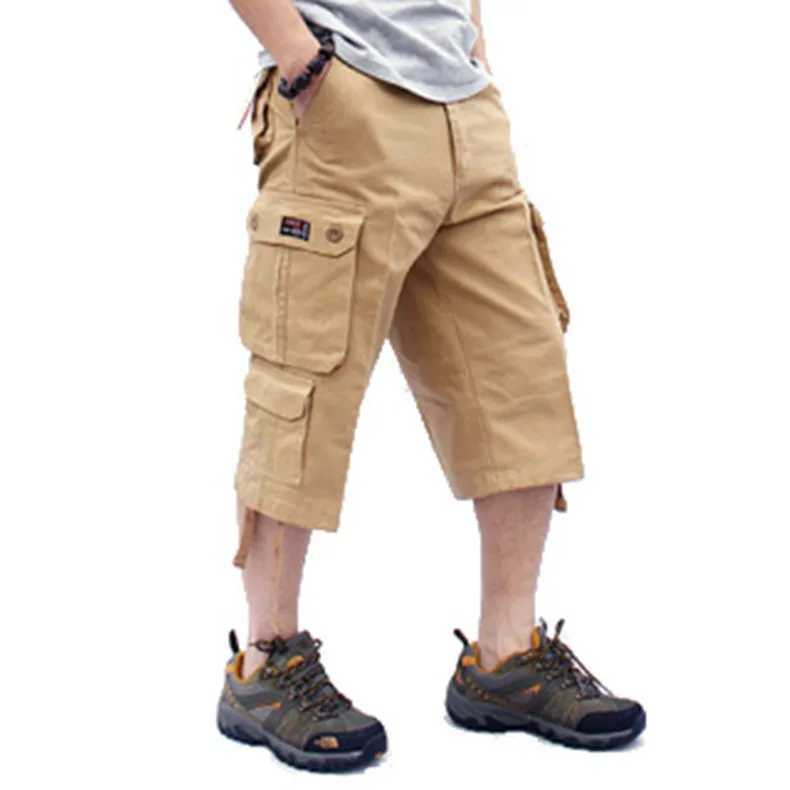Long cargo shorts mens summer casual cotton multi pocket hot air cutting mens camouflage shorts 29-44 W241226