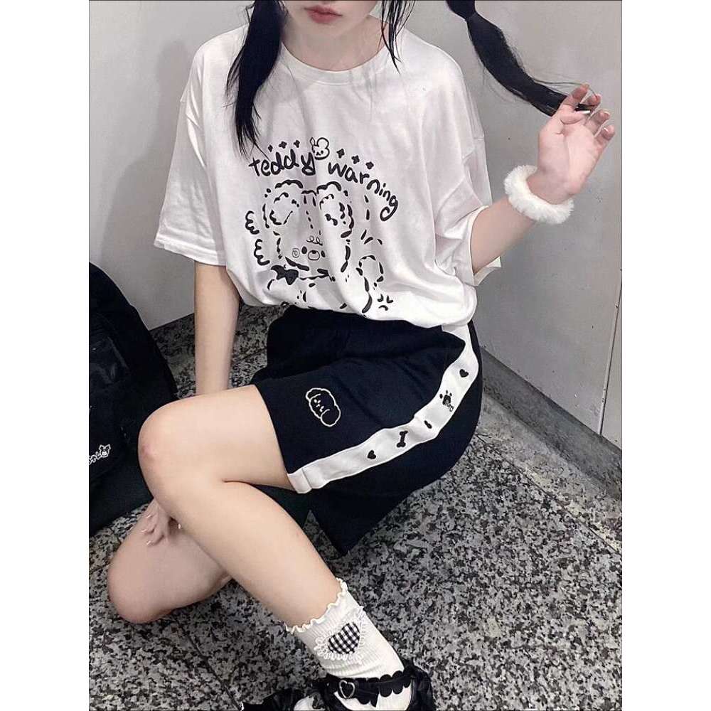 HOUZHOU Japanese 2000s Style Y2k Shorts Baggy Kawaii Haruku Sweatpants Cute Sweet Sports Pants Oversize Korean Fashion Summer