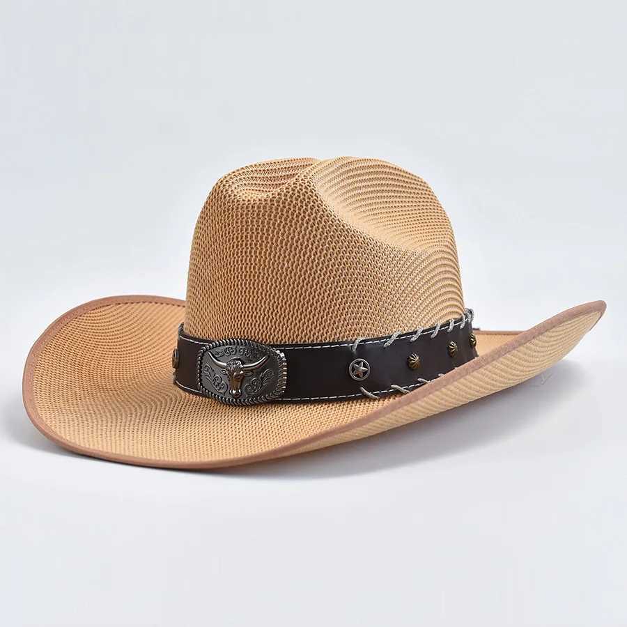 New Retro Western Cowboy Hat for Men and Women Outdoor Wide Brim Beach Sun Hat Cloche Church Sombrero Hombre C W241225