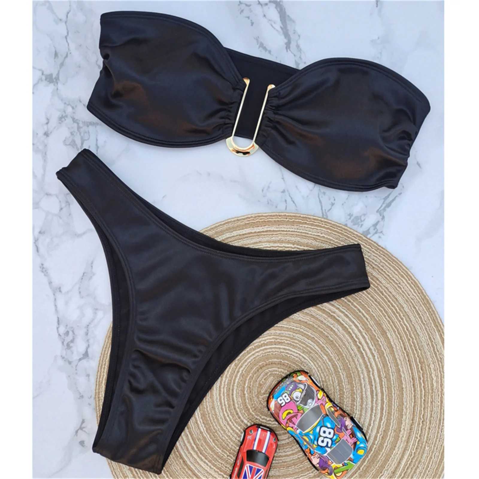 Strapless push up swimsuit womens sexy bikini set 2024 summer fashion mini bikini womens low waist mailboxW241225