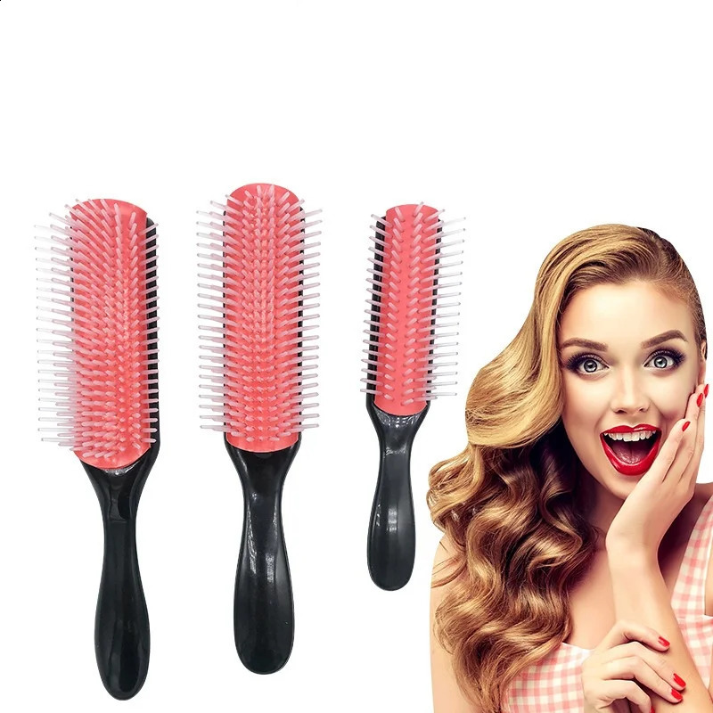 9-Row Detangling Hair Brush Detangler Hairbrush Scalp Massager Straight Wet Comb for Women Men Salon Curly hair brush 241225