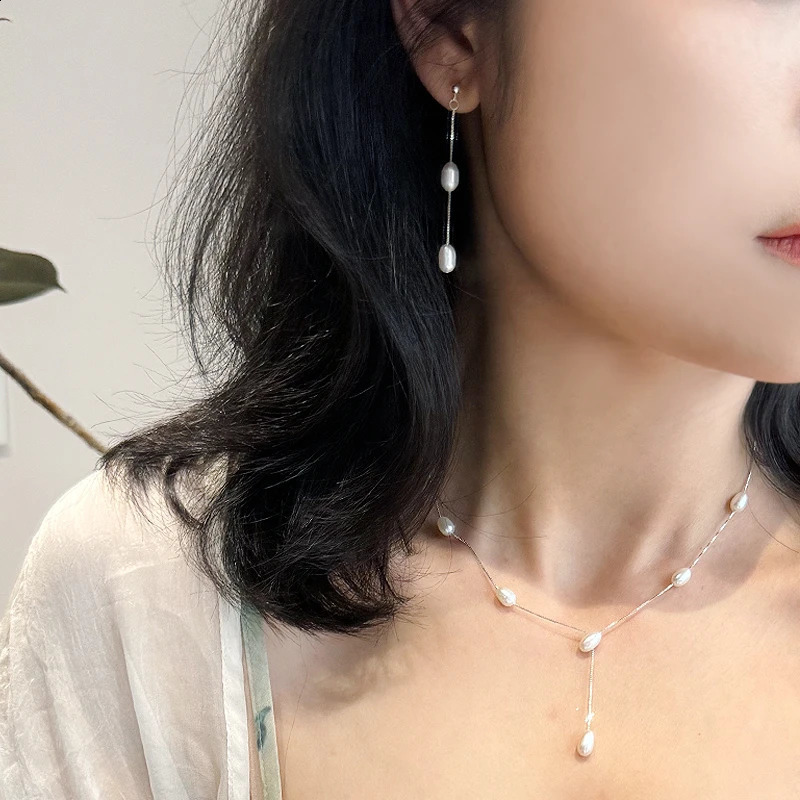 ASHIQI Trend Natural Freshwater Pearl 925 Sterling Silver Drop Earrings Fashion Korean Jewelry 241226