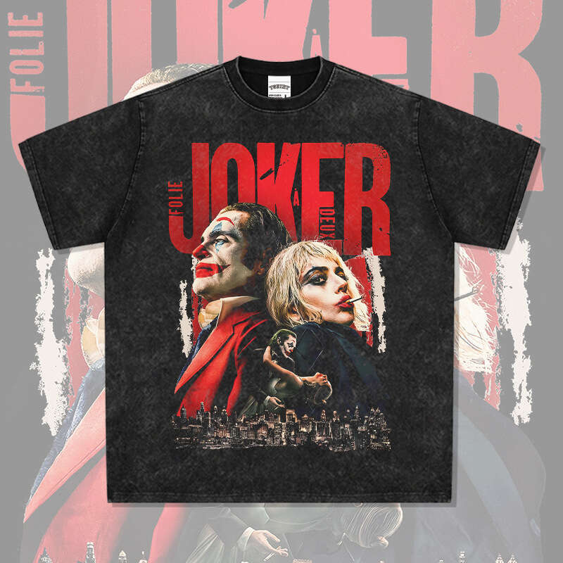 American Joker JOKER printed short sleeved T-shirt, loose and versatile, pure cotton round neck hooded sweatshirt