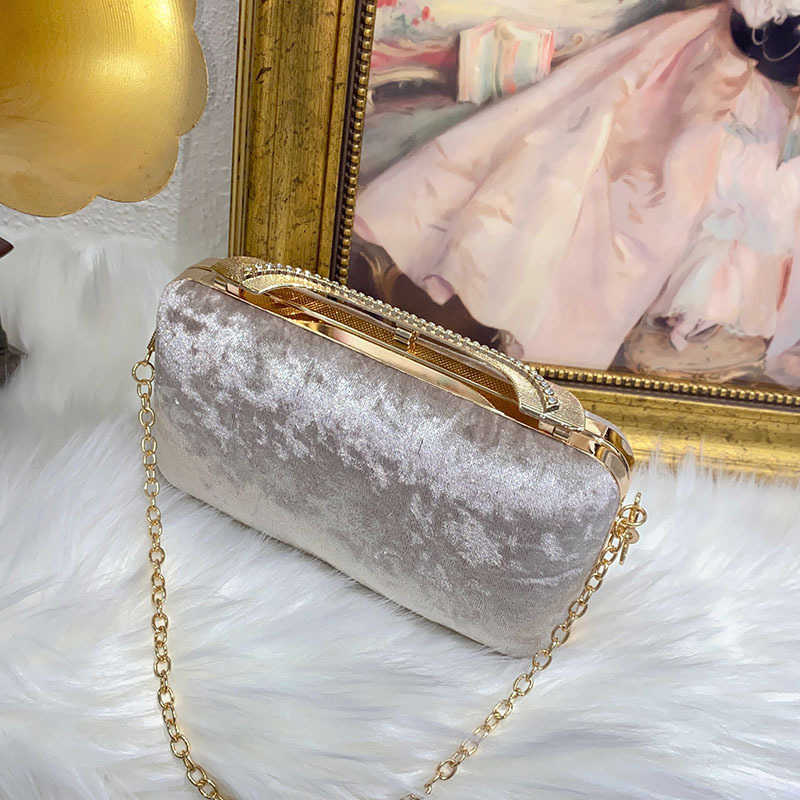 French Sparkling Ineffective Diamond Studded Dinner Bag Socialite Velvet Temperament Simple Personalized Hand Held Crossbody Bag 241226