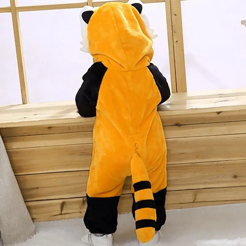 cute Baby Romper Winter Costume Toddler Infant Clothes Kids Overall Animal Jumpsuit cartoon Raccoon Onesie for Girls Boys Bebe 241225