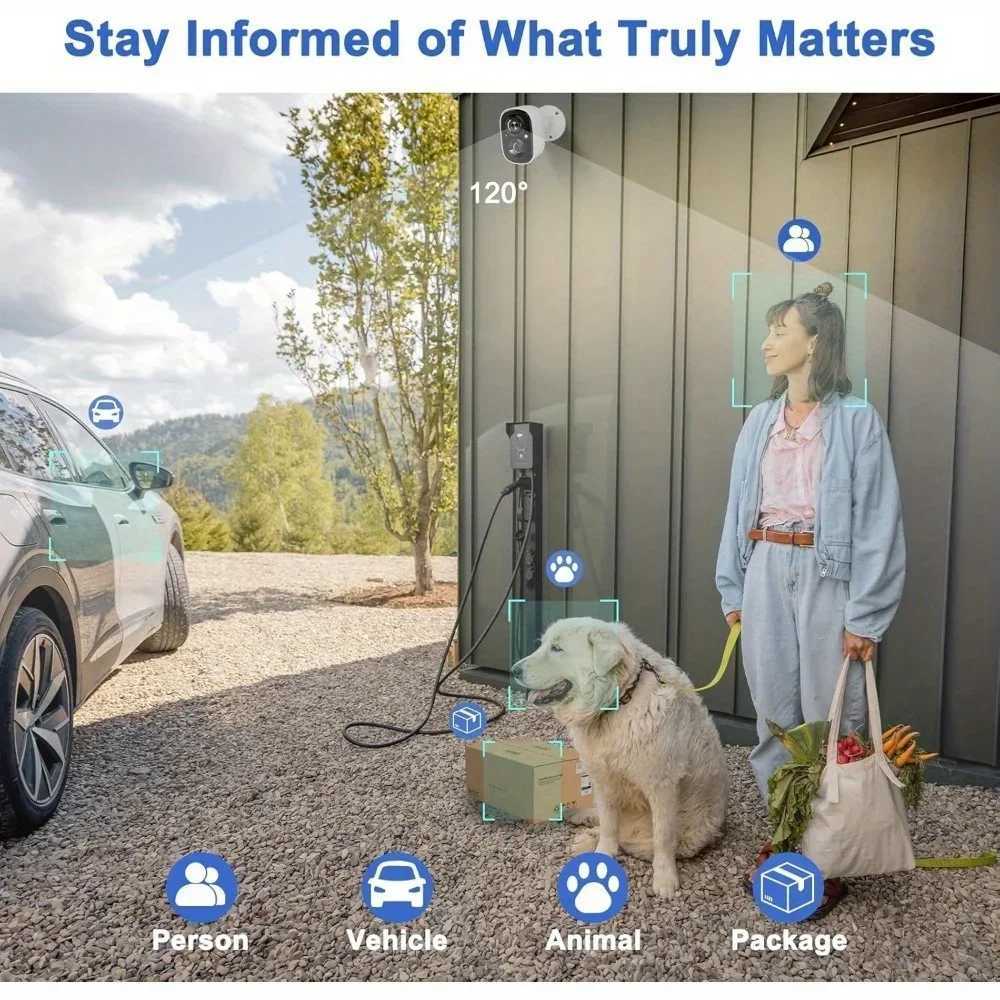 Outdoor wireless security camera indoor pet camera ports solar charging self-charging 2K camera with AI motion detection Z241224