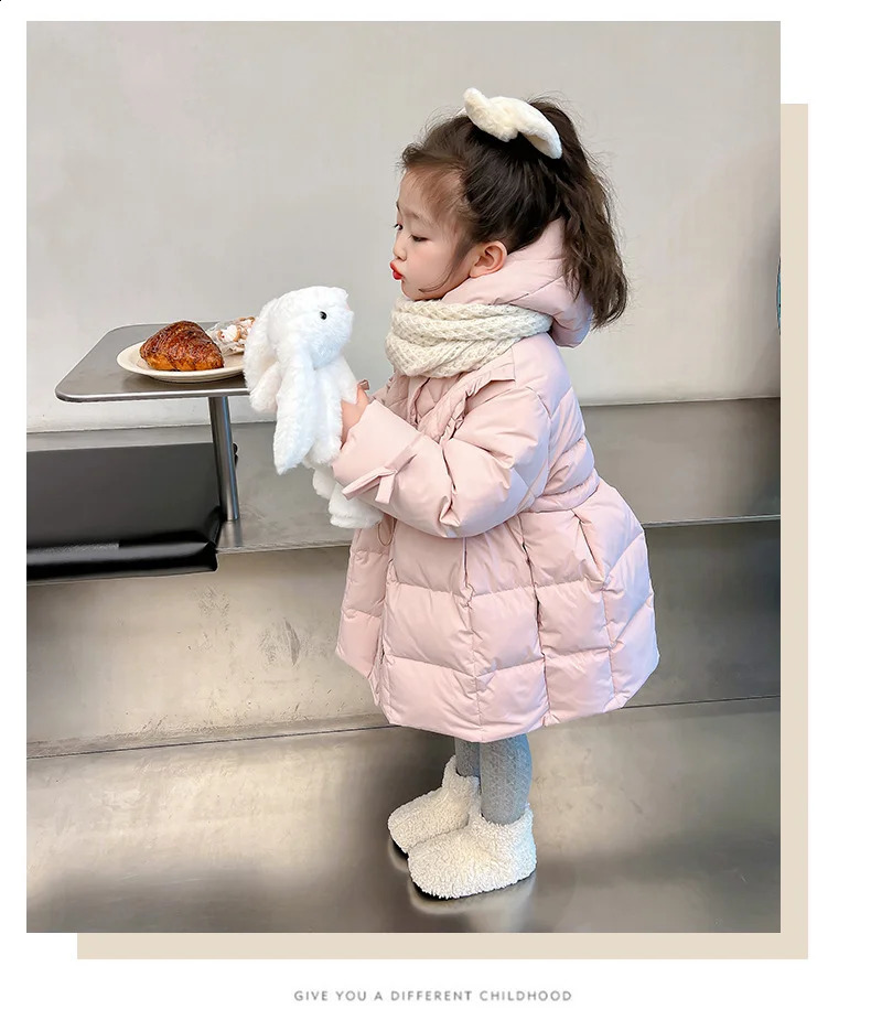 Winter Childrens down Jacket Western Style MidLength CottonPadded Baby Coat Woolen GirlscottonP 241225